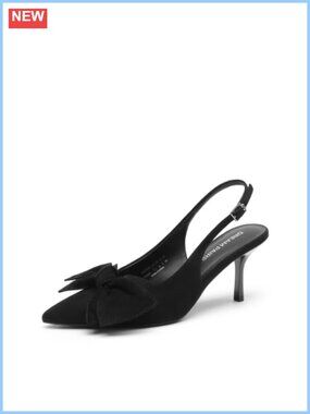 Women's Slingback Pump Heel with Bow Pointed Toe Faux Suede 3-Inch Stiletto